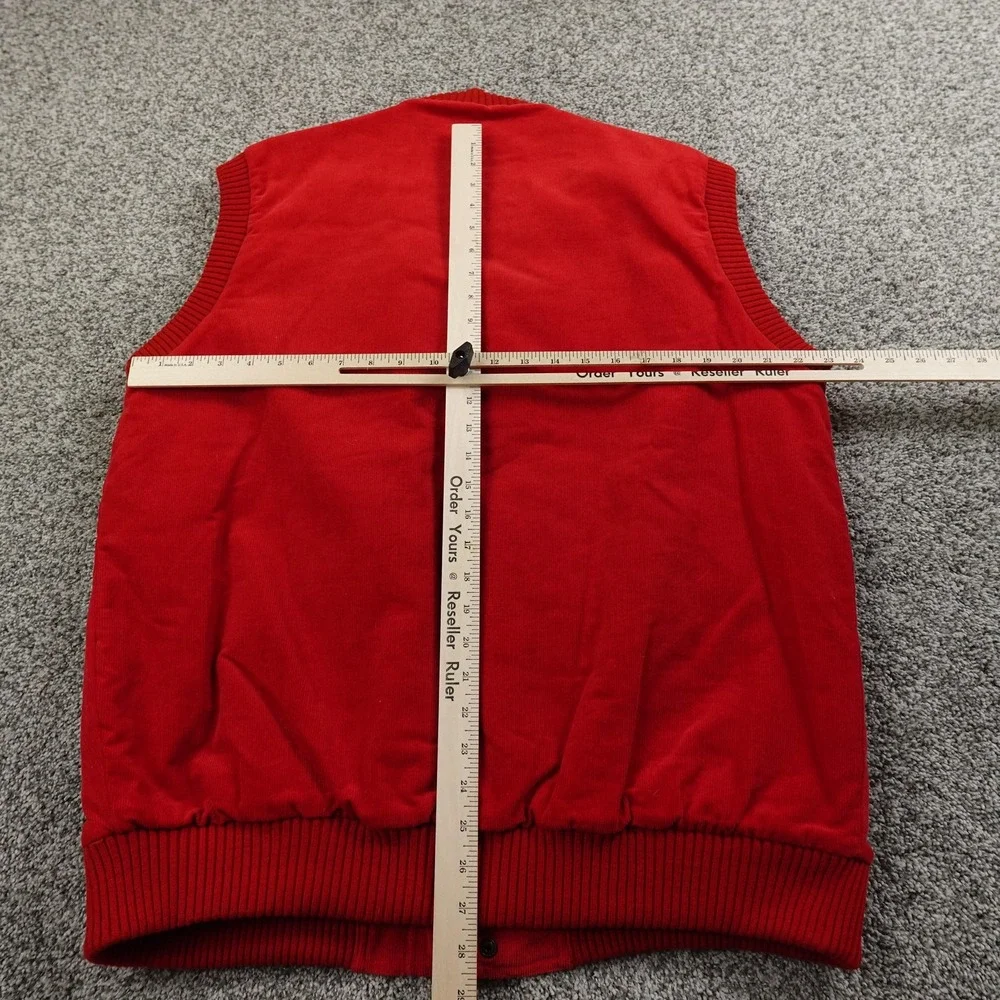 VTG St Johns Bay Vest Mens LT Red Corduroy Sleeveless Bomber‎ Full Zip Outdoor